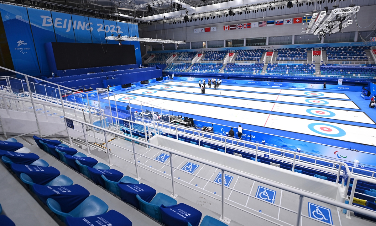 The Ice Cube has been upgraded to become barrier-free for the curling events at the Beijing 2022 Winter Paralympic Games. Photo: Xinhua